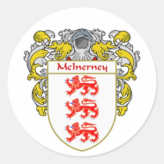 McInerney-Wappen (mantled) Runder Aufkleber (Vorderseite)