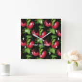 McIntosh Äpfel im Baummuster Quadratische Wanduhr (Zuhause)