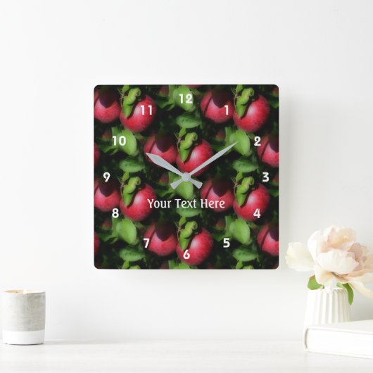 McIntosh Äpfel im Baummuster Quadratische Wanduhr (Zuhause)