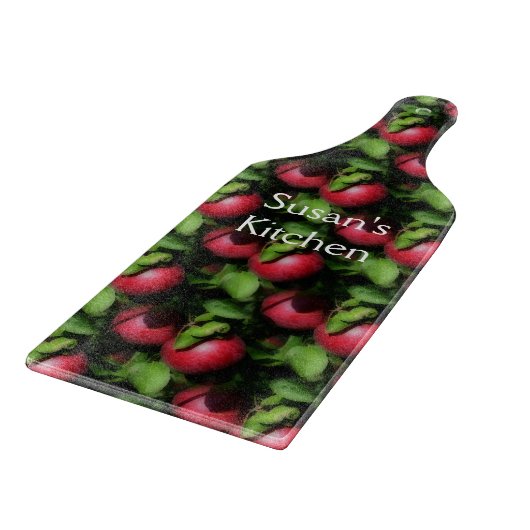 McIntosh Äpfel im Baummuster Schneidebrett (Ecke)