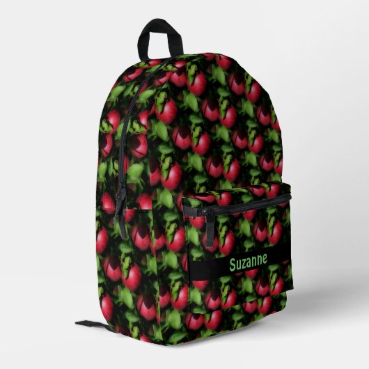 McIntosh Apples Nature Pattern Personalisiert Bedruckter Rucksack (Rückseitige Ecke links)