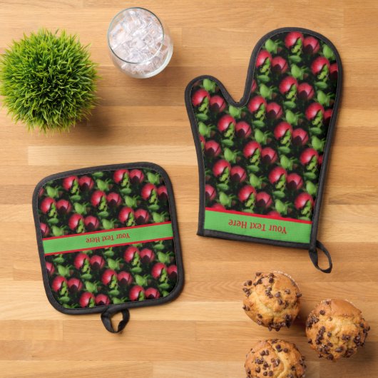 McIntosh Apples Nature Pattern Personalisiert Ofenhandschuh & Topflappen-Set (Oben Unten)