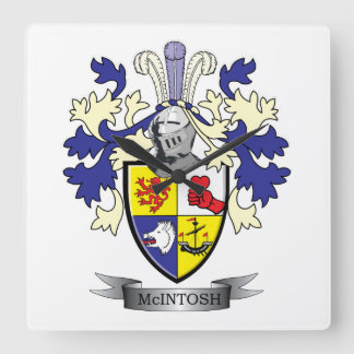 McIntosh Family Crest Coat of Arms Quadratische Wanduhr