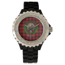 McIver Scottish Clan Tartan & Crest Armbanduhr