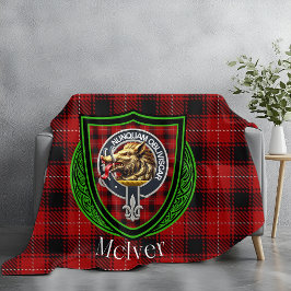 McIver Scottish Clan Tartan Crest Fleecedecke