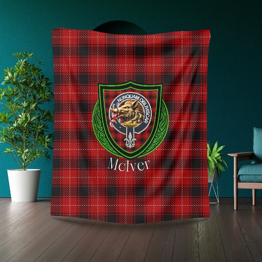 McIver Scottish Clan Tartan Crest Fleecedecke