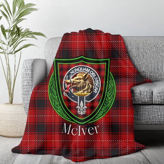 McIver Scottish Clan Tartan Crest Fleecedecke