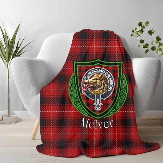 McIver Scottish Clan Tartan Crest Fleecedecke