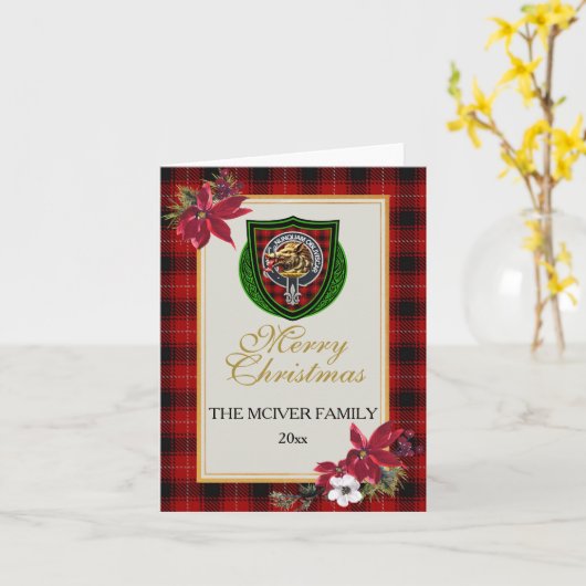 McIver Scottish Clan Tartan & Crest Karte (Gelbe Blume)