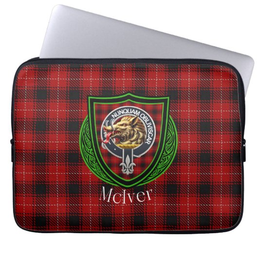 McIver Scottish Clan Tartan & Crest Laptopschutzhülle (Vorderseite)