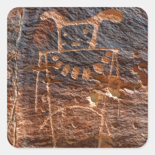 Mckee Springs Petroglyph - Vernal - Utah Quadratischer Aufkleber (Vorderseite)