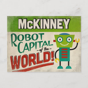 McKinney Texas Robot - Funny Vintag Postkarte