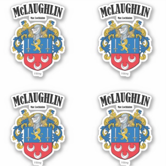 McLaughlin Wappen Irish Translation & Meaning (x4) Aufkleber (Vorderseite)