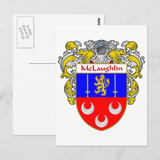 McLaughlin-Wappen (mantled) Postkarte (Vorne/Hinten)