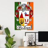 McLean Coat of Arms Irish Flag Print Poster (Heimbüro)
