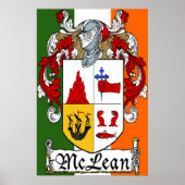 McLean Coat of Arms Irish Flag Print Poster (Vorne)