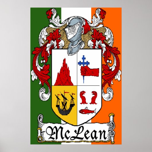 McLean Coat of Arms Irish Flag Print Poster (Vorne)