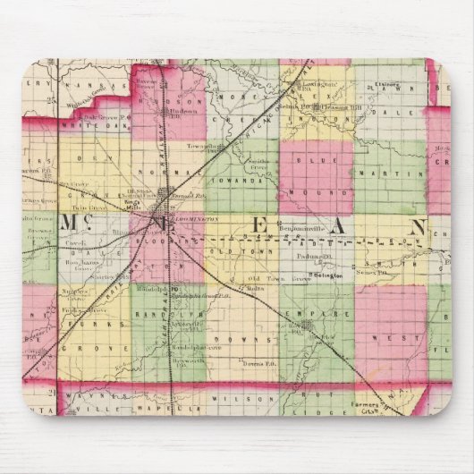 McLean, De Witt, Piatt-Landkreis Mousepad (Vorne)