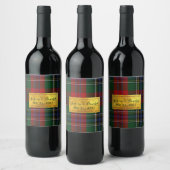 McLean Tartan Kariert Wedding Wine Label Weinetikett (Flaschen)