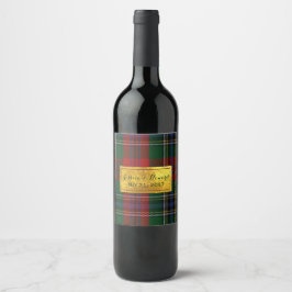 McLean Tartan Kariert Wedding Wine Label Weinetikett