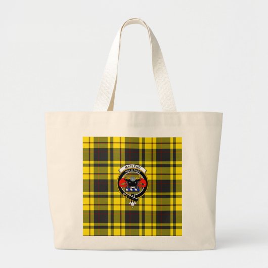 McLeod Tartan, Badge, and Motto Tote Jumbo Stoffbeutel (Vorne)