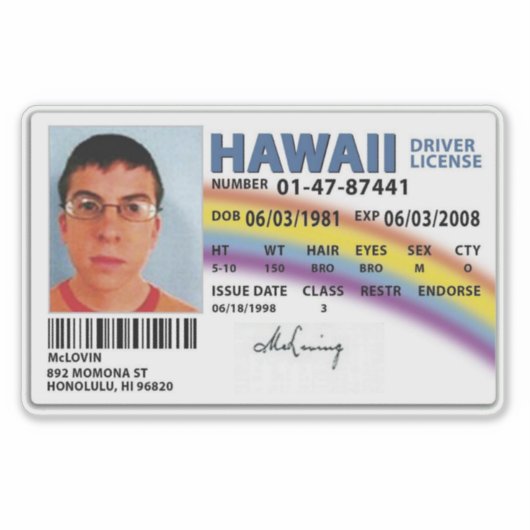 McLovin card Aufkleber (Vorderseite)