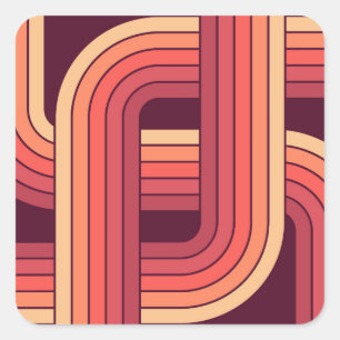 MCM 1970er Jahre Retro-Stil geometrisches Design Quadratischer Aufkleber