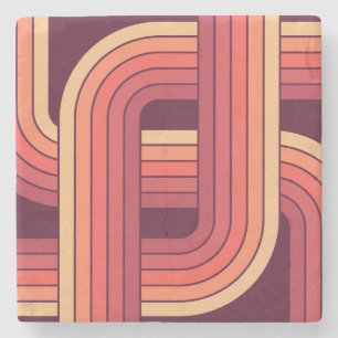 MCM 1970er Jahre Retro-Stil geometrisches Design Steinuntersetzer
