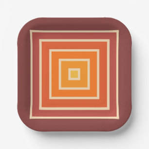 MCM 1970er Retro Style Geometrisches Design Pappteller