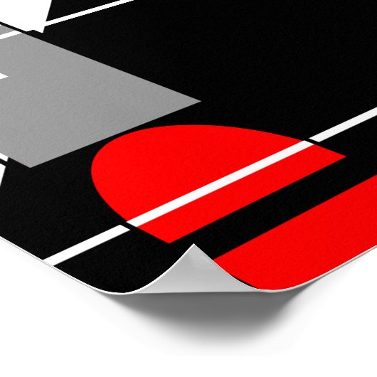 MCM-ähnliches Schwarz-weißes Design in Red Gray Poster (Ecke)