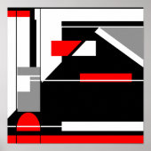 MCM-ähnliches Schwarz-weißes Design in Red Gray Poster (Vorne)