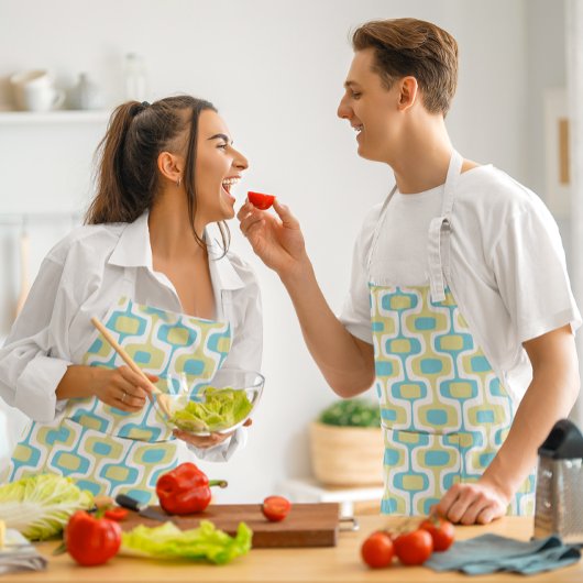 MCM Aqua Blue Trendy Mitte des Jahrhunderts Modern Schürze