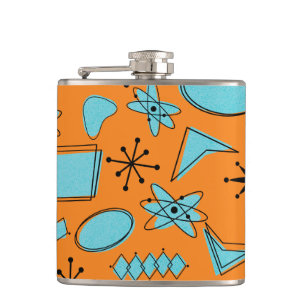 MCM Atomic Türkis auf Orange Vinyl umwickelte Flas Flachmann