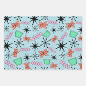 MCM Atomisch rosa grünes Orange auf blauer Mischun Geschenkpapier Set (Vorderseite)