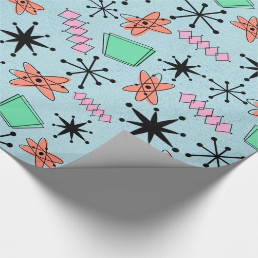 MCM Atomrosa Orange Green Blue Large Scale Geschenkpapier (Ecke)