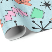 MCM Atomrosa Orange Green Blue Large Scale Geschenkpapier (Rolleneckpunkt)