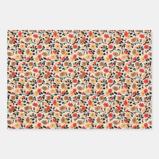 MCM Blume Muster Mitte Jahrhundert Moderne Geschenkpapier Set (Vorderseite 2)