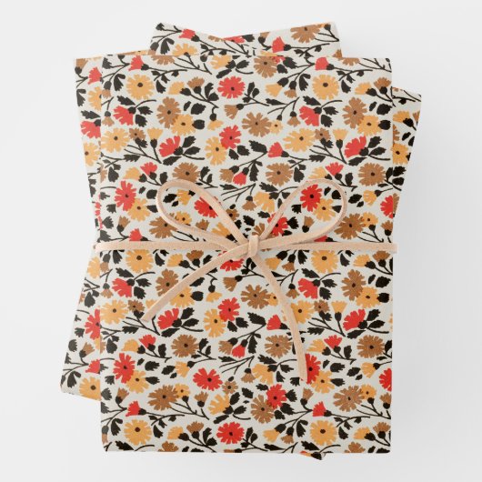 MCM Blume Muster Mitte Jahrhundert Moderne Geschenkpapier Set (Beispiel)