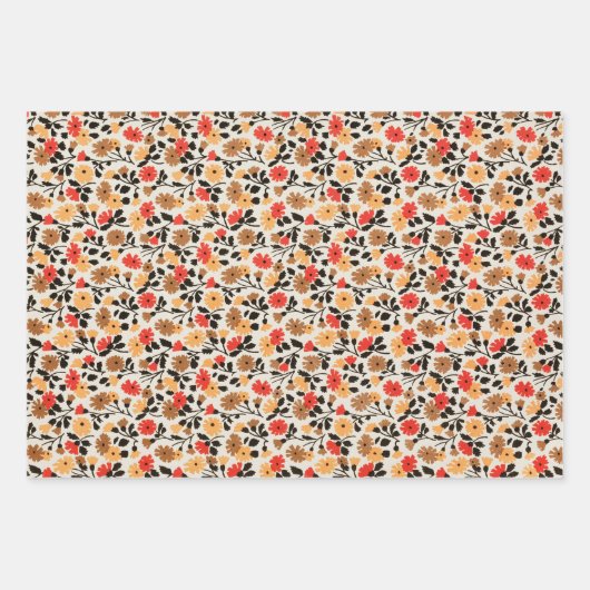 MCM Blume Muster Mitte Jahrhundert Moderne Geschenkpapier Set (Vorderseite)