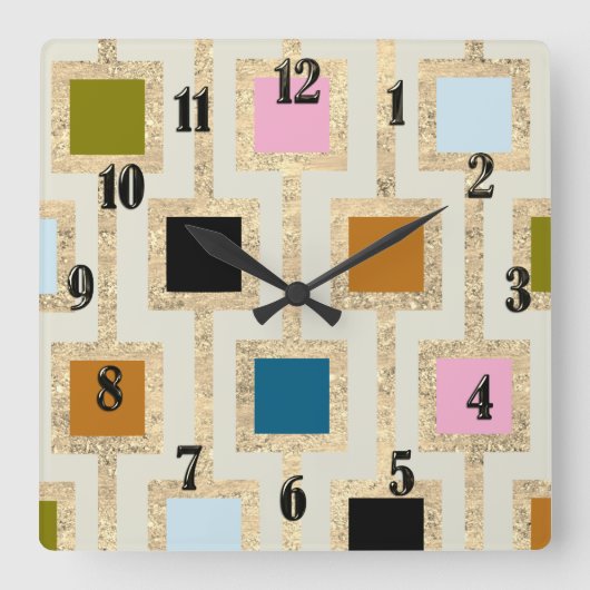 MCM Design Gold Alle Farben änderbar Quadratische Wanduhr (Vorderseite)