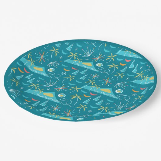 MCM Diamond Head Fireworks Party Pappteller (Schrägansicht)