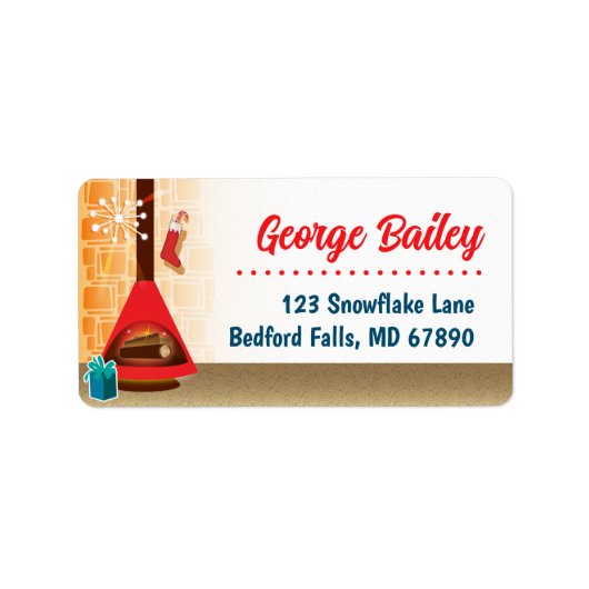 MCM Fireplace Weihnachtskartenadressen-Labels Adressaufkleber (Vorne)