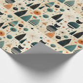 MCM Funky Black Cats Trees Blume Stars Geschenkpapier (Ecke)