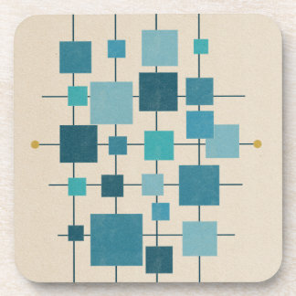 MCM Geometrische Quadrate - blau Getränkeuntersetzer