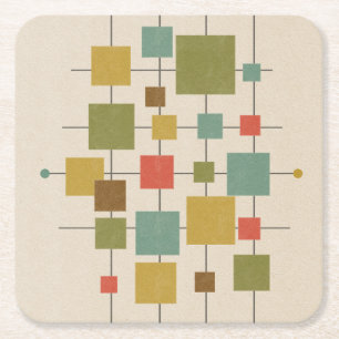 MCM Geometrische Quadrate - Mehrfach-Postkartenmag Rechteckiger Pappuntersetzer