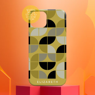 MCM Geometrisches Mod Kreise Muster - gold schwarz iPhone 16 Hülle