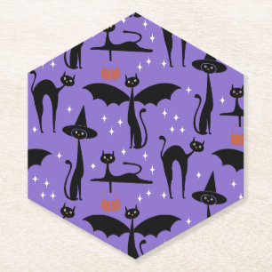 MCM Halloween-Kostüm Minimalist Katzen Lila Untersetzer