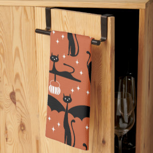 MCM Halloween-Kostüm Minimalist Katzen Orange Geschirrtuch