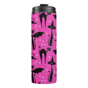 MCM Halloween-Kostüm Minimalist Katzen Rosa Thermosbecher