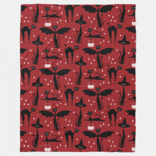 MCM Halloween Kostüm Minimalist Katzen Rot Fleecedecke